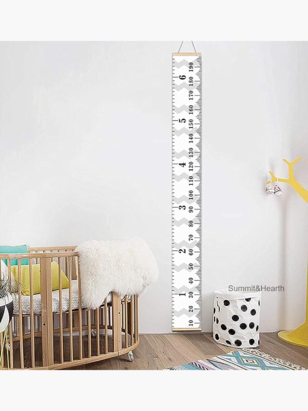 Wood Frame Canvas Growth Chart Height Ruler 79in Nursery Decor